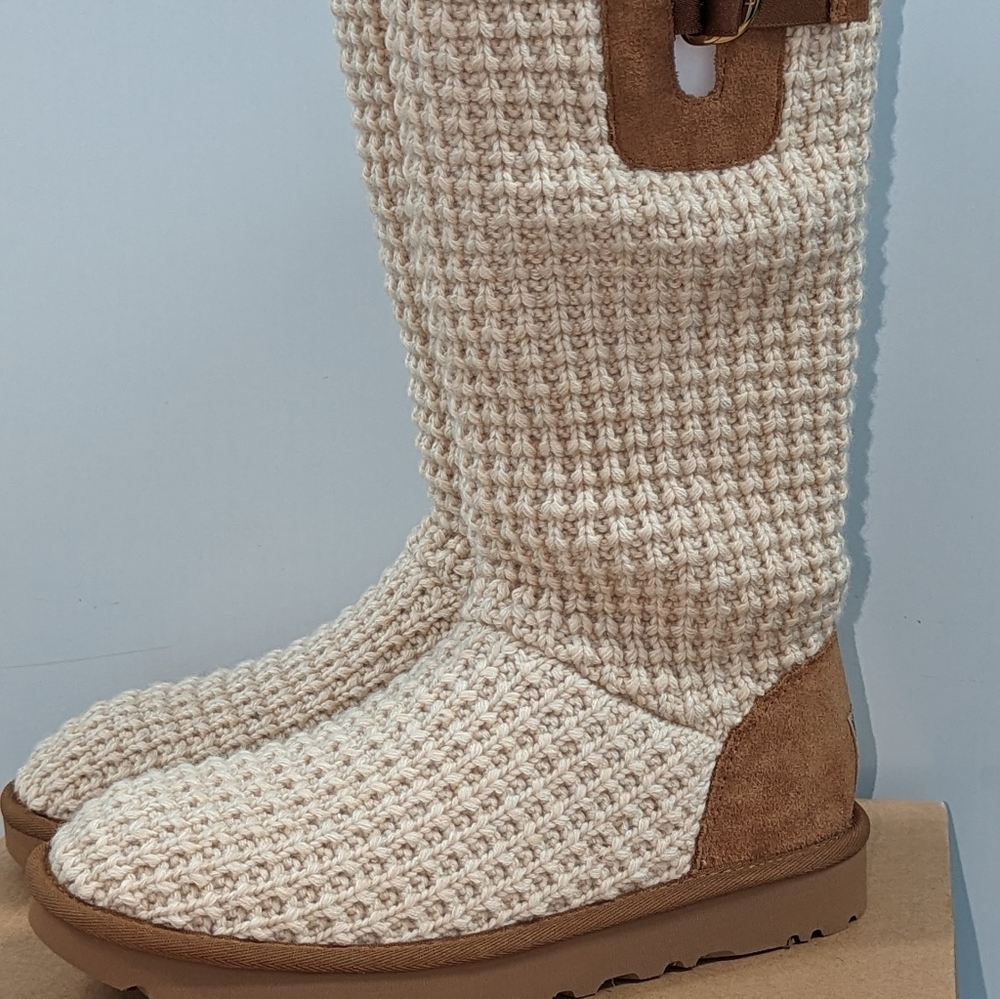 COPY - NIB UGG WOMEN'S SOLENE TALL KNIT SWEATER BOOTS OATMEAL CHESTNUT
